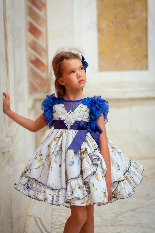 VESTIDO AZUL DE AZULEJO - Alta Costura Infantil