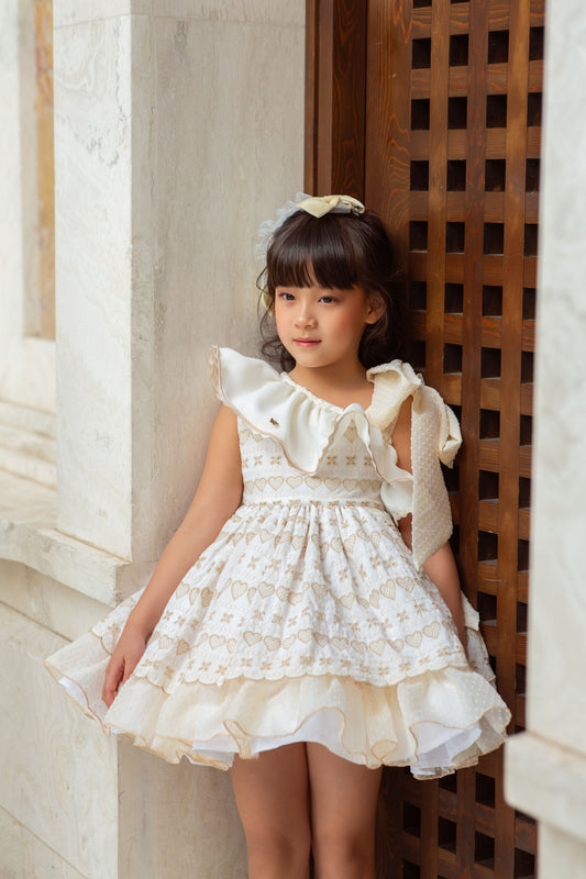 VESTIDO ARENA DE MARFIL - Alta Costura Infantil