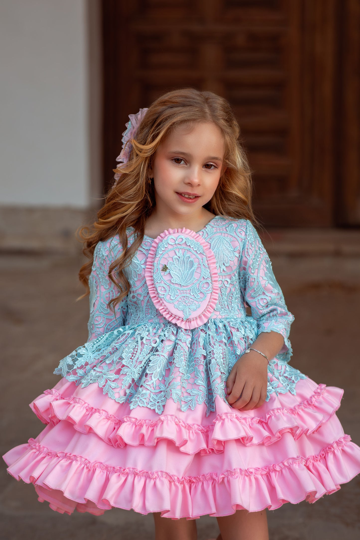VESTIDO PERLA CORALINA - Alta Costura Infantil