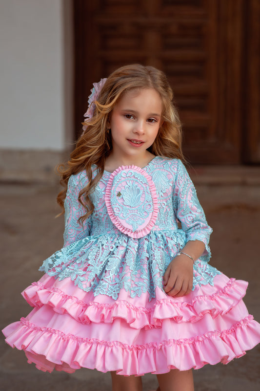 VESTIDO PERLA CORALINA - Alta Costura Infantil